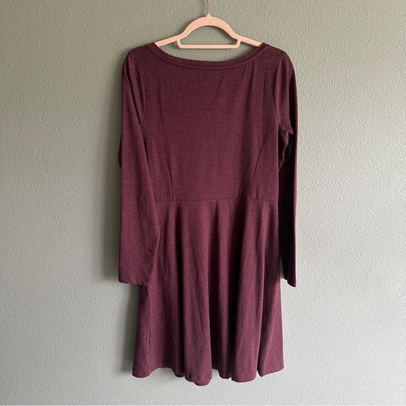 Toad & Co Burgundy Long Sleeve Jersey Knit Dress Medium - Picture 7 of 11